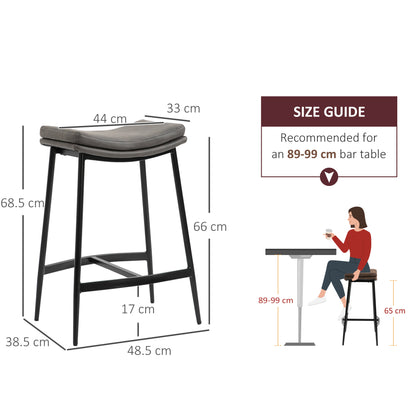 Ralura Microfiber Grey Industrial Breakfast Bar Stools Set Of 2 With Curved Seat
