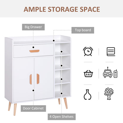 Ropa Wooden White Floor Standing Sideboard With Drawer Storage 2 Doors and 4 Shelves