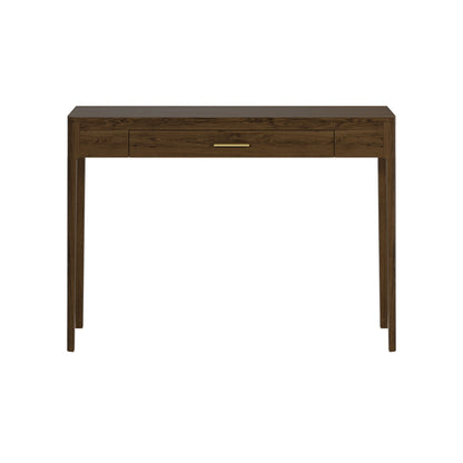 Parma Walnut Oak and Brass Console Table with Drawer
