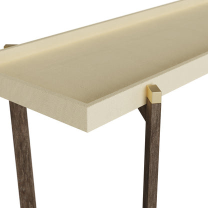 Arezzo Cream Shagreen and Walnut Console Table