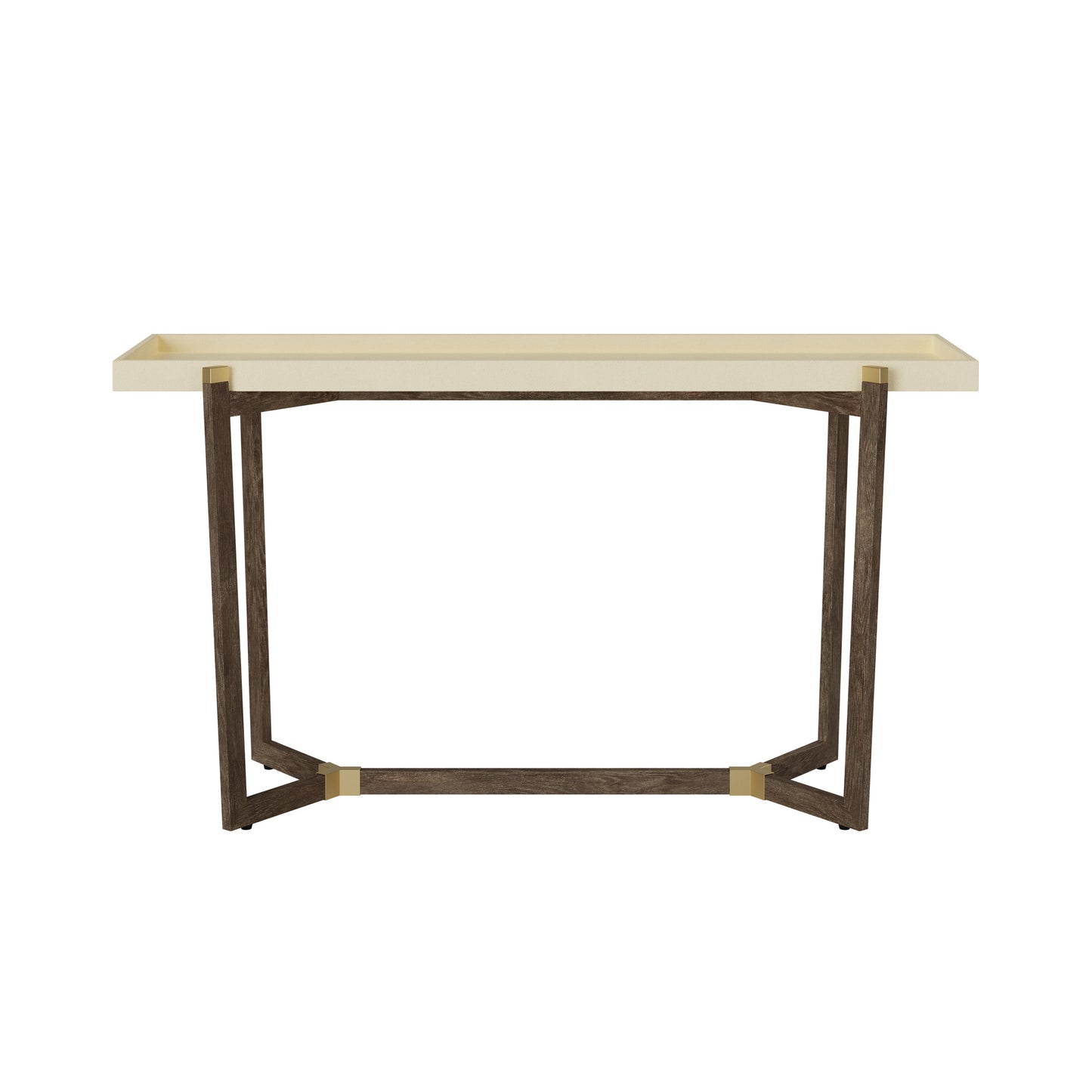 Arezzo Cream Shagreen and Walnut Console Table