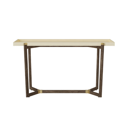 Arezzo Cream Shagreen and Walnut Console Table