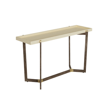 Arezzo Cream Shagreen and Walnut Console Table