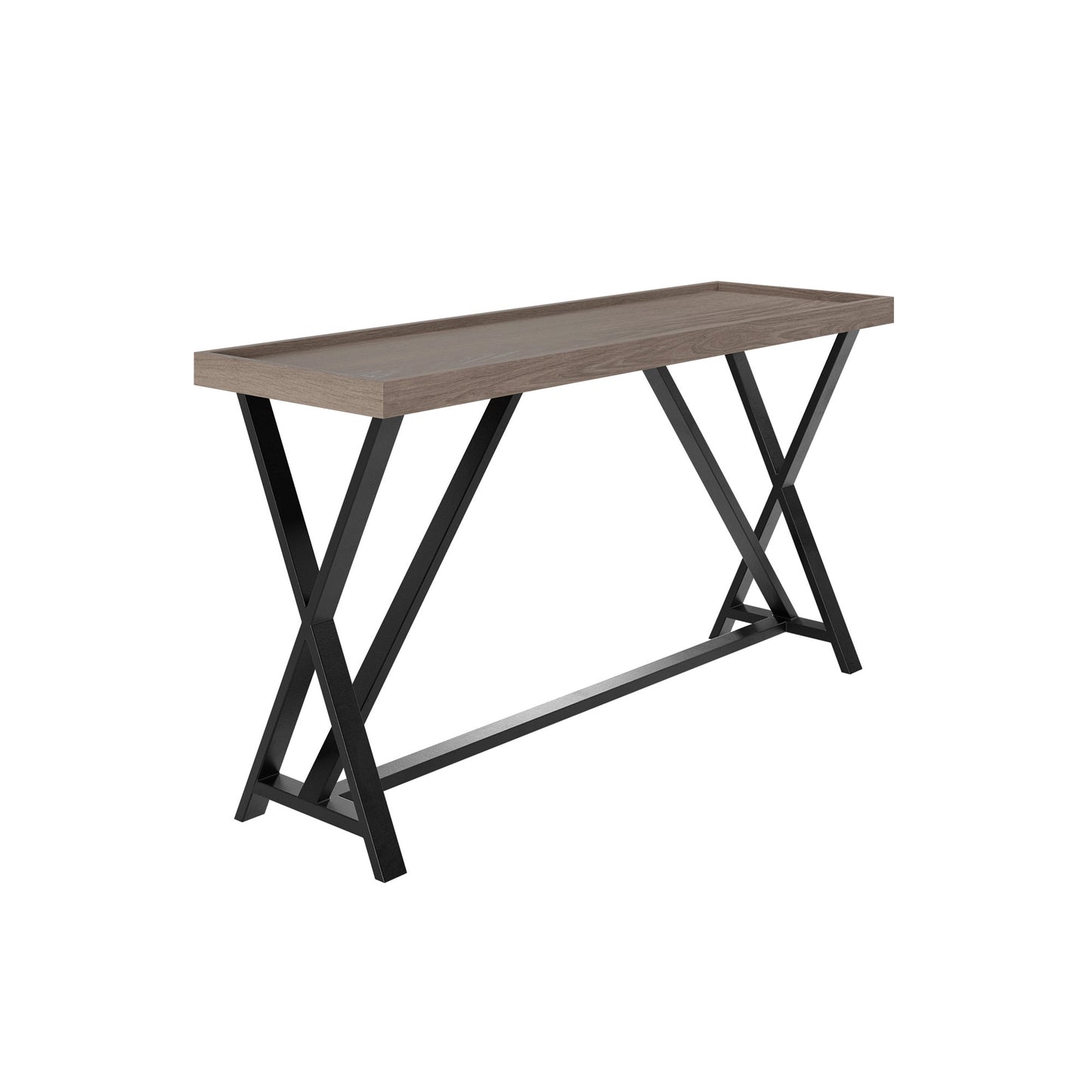 Trento Aged Grey Oak and Metal Console Table