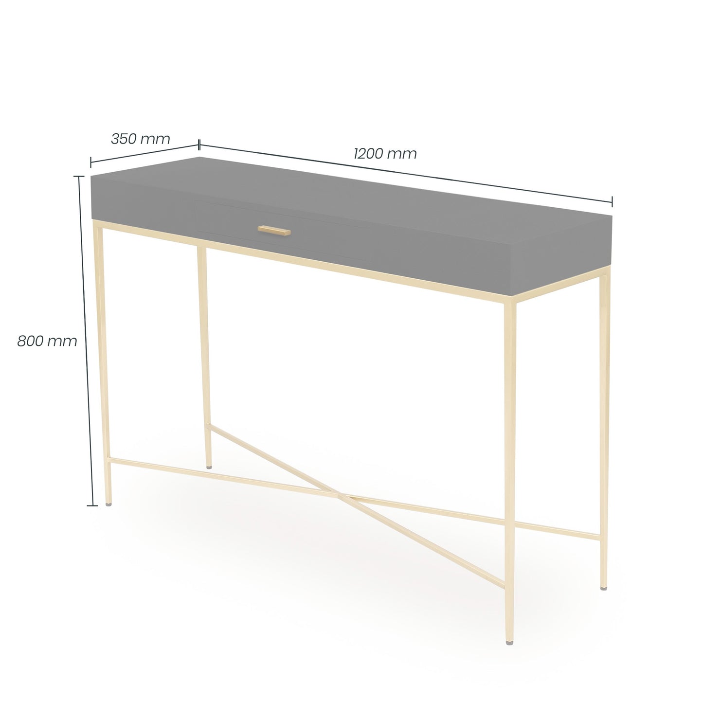 Palermo Black and Gold One Drawer Console Table with Drawer