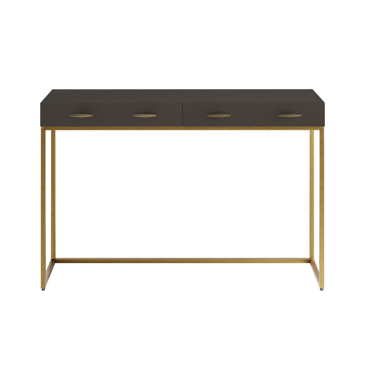Mandalo Brown Shagreen and Brass 2 Drawer Console Table
