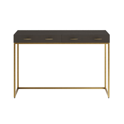 Mandalo Brown Shagreen and Brass 2 Drawer Console Table