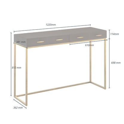 Mandalo Brown Shagreen and Brass 2 Drawer Console Table
