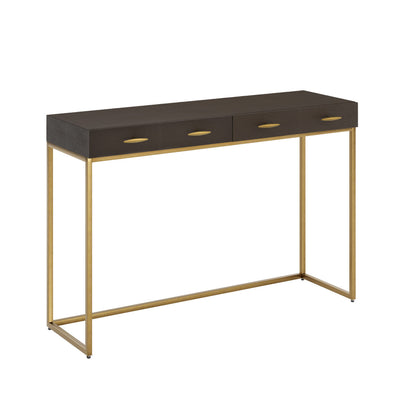 Mandalo Brown Shagreen and Brass 2 Drawer Console Table