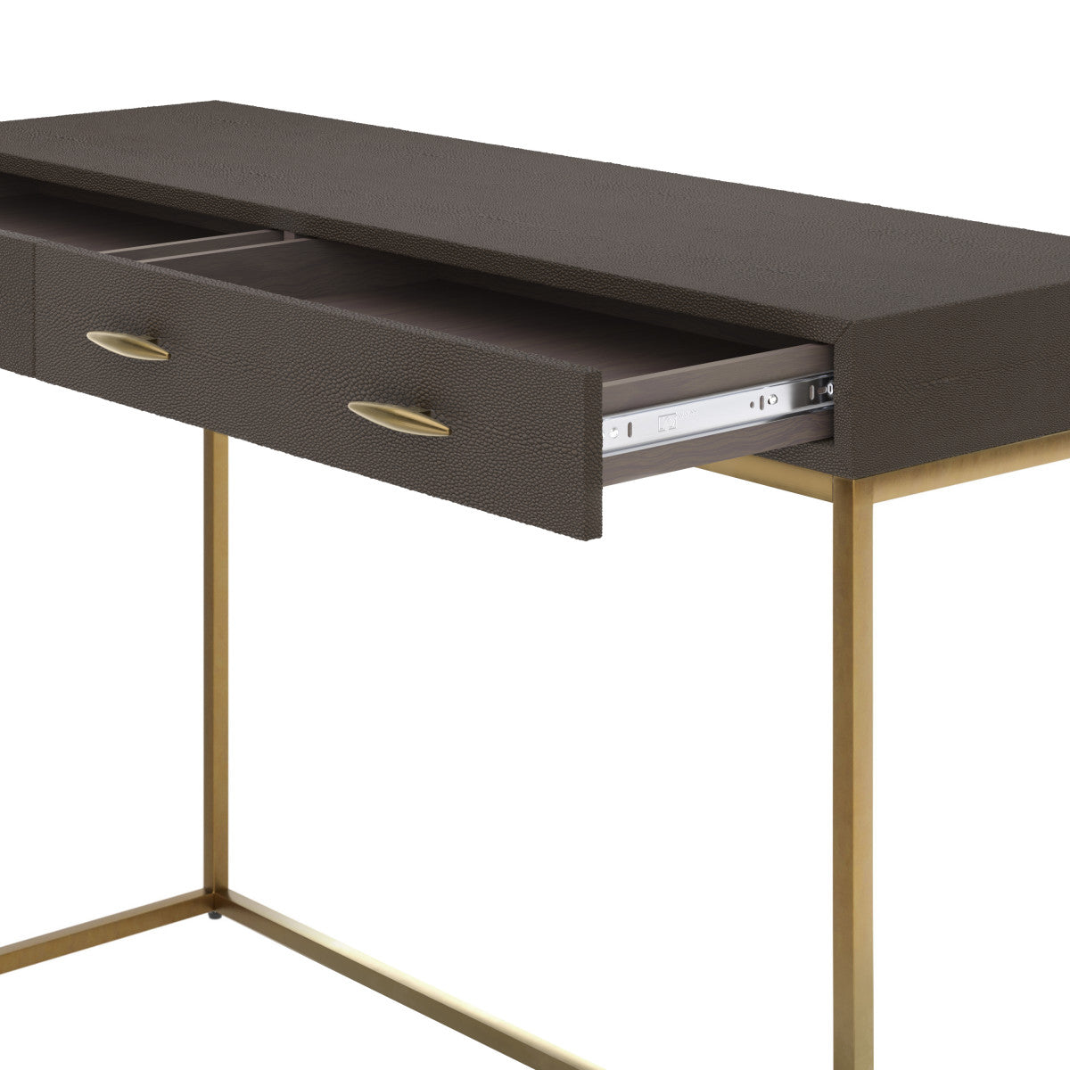 Mandalo Brown Shagreen and Brass 2 Drawer Console Table