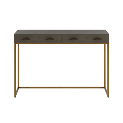 Verona Grey Shagreen and Gold Console Table