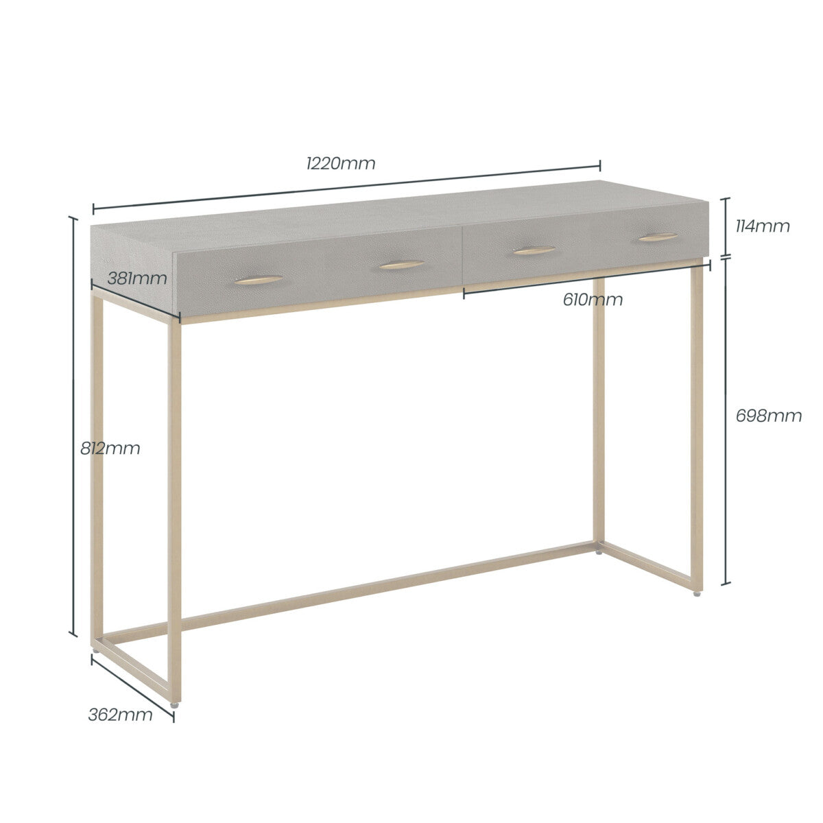 Verona Grey Shagreen and Gold Console Table