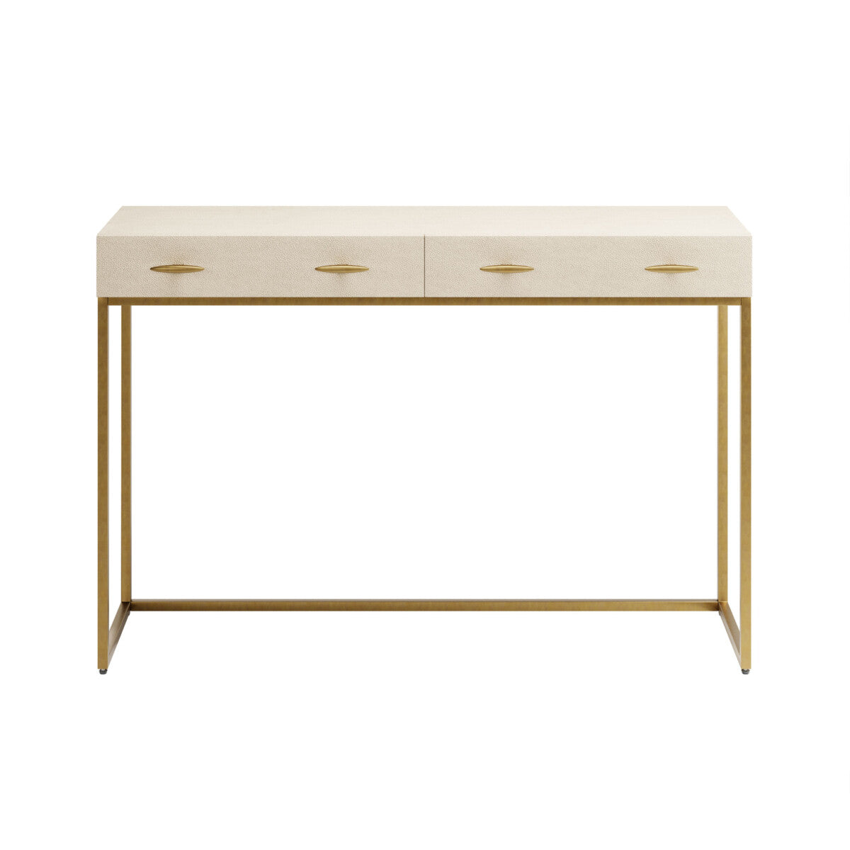 Urbino Ivory Shagreen and Antique Brass Console Table 4 Drawers