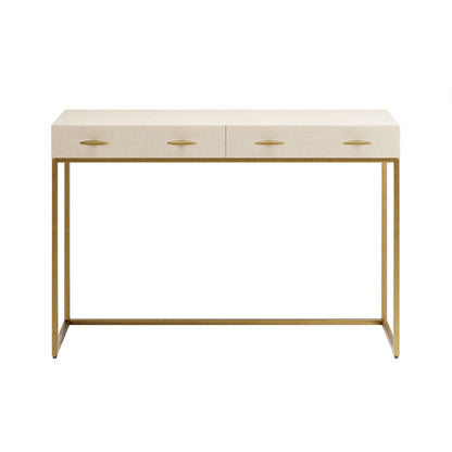Urbino Ivory Shagreen and Antique Brass Console Table 4 Drawers