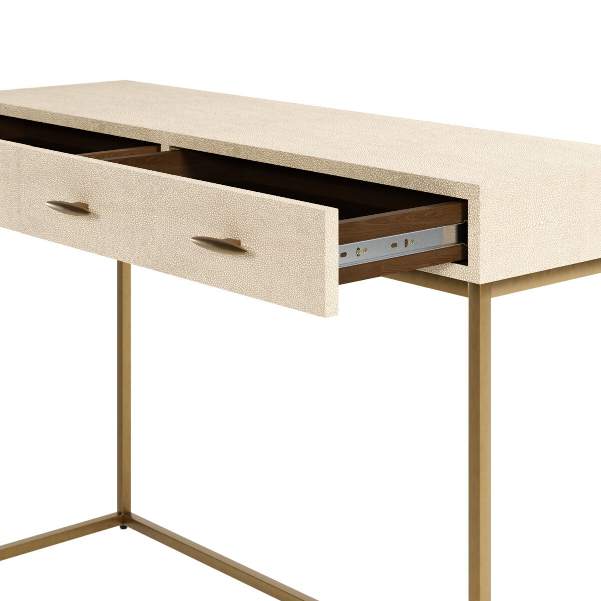 Urbino Ivory Shagreen and Antique Brass Console Table 4 Drawers