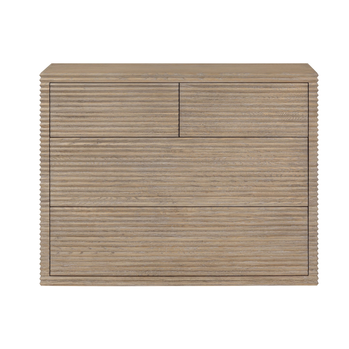 Mandarina Weathered Oak Ribbed 4 Drawer Chest