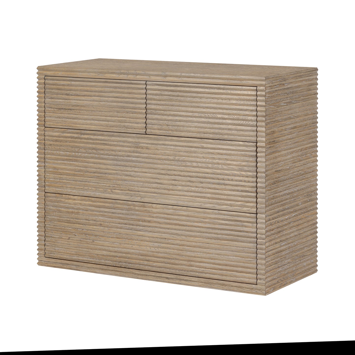 Mandarina Weathered Oak Ribbed 4 Drawer Chest