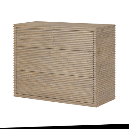 Mandarina Weathered Oak Ribbed 4 Drawer Chest