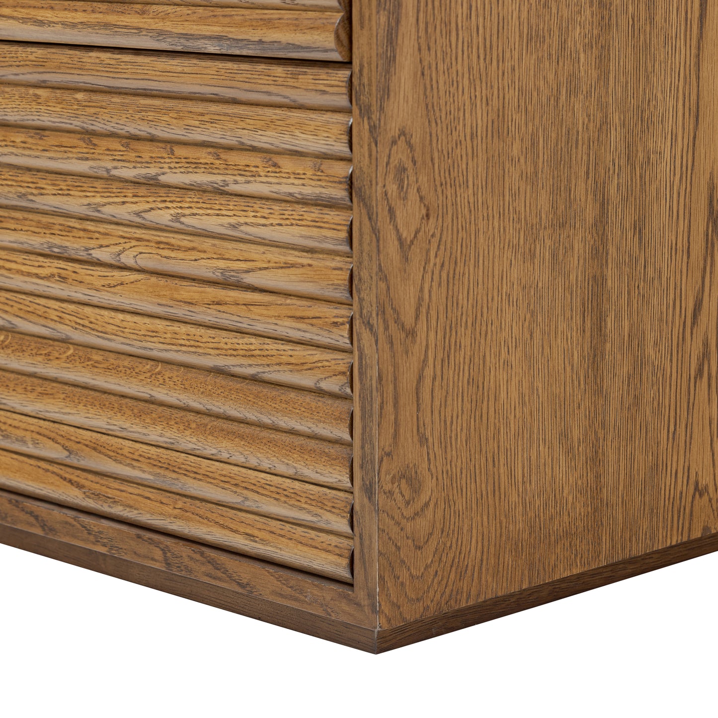 Mandarina Retro Natural Walnut Ribbed Six Drawer Chest