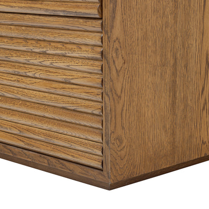 Mandarina Retro Natural Walnut Ribbed Six Drawer Chest