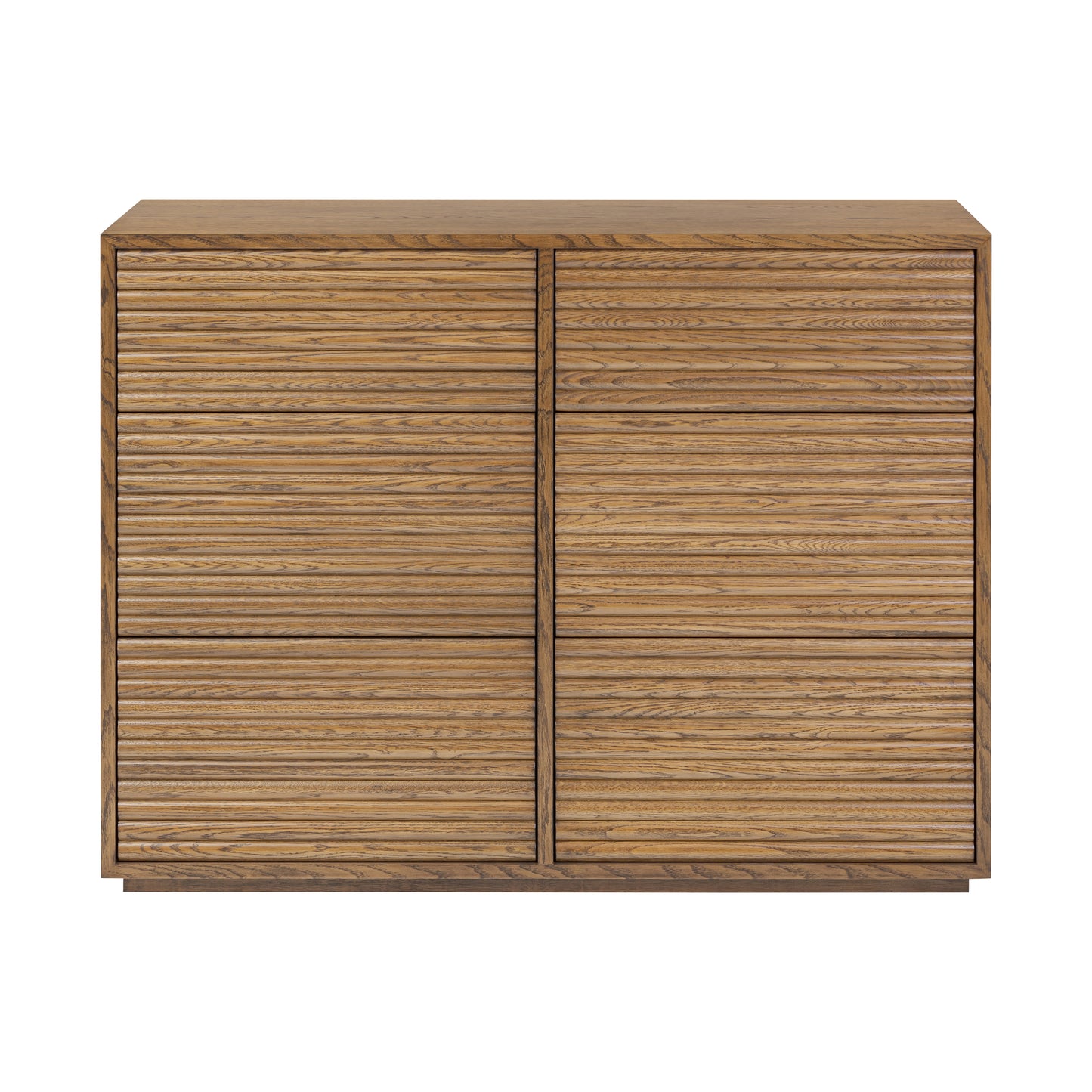 Mandarina Retro Natural Walnut Ribbed Six Drawer Chest