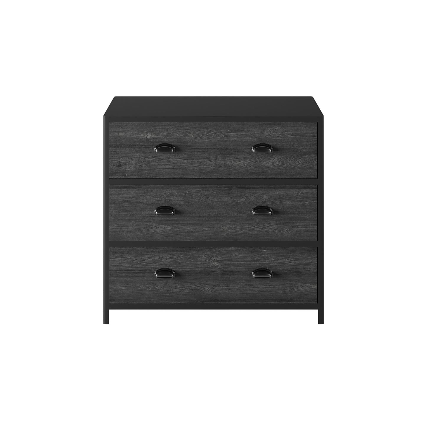 Como Black Faux Concrete 3 Drawer Chest
