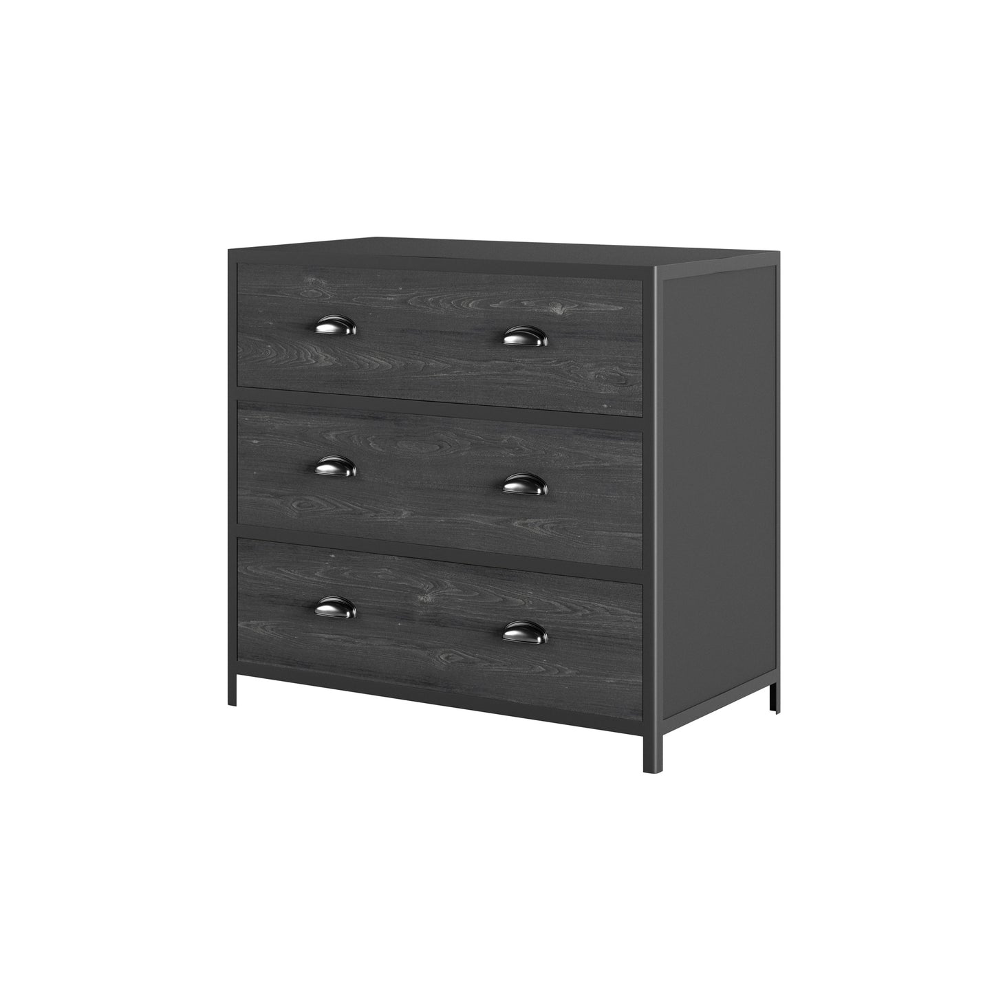 Como Black Faux Concrete 3 Drawer Chest