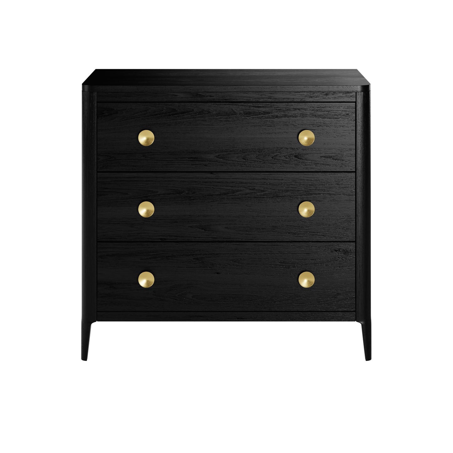 Verona Black Oak and Brass Three Drawer Chest