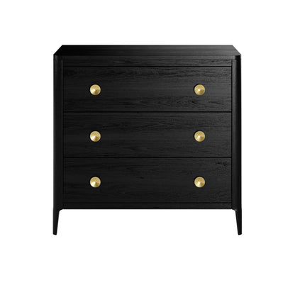 Verona Black Oak and Brass Three Drawer Chest