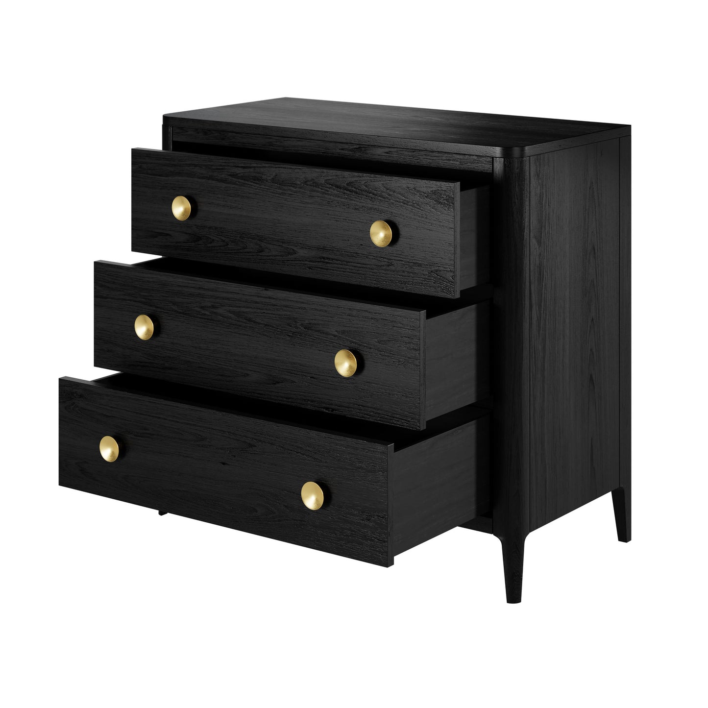 Verona Black Oak and Brass Three Drawer Chest