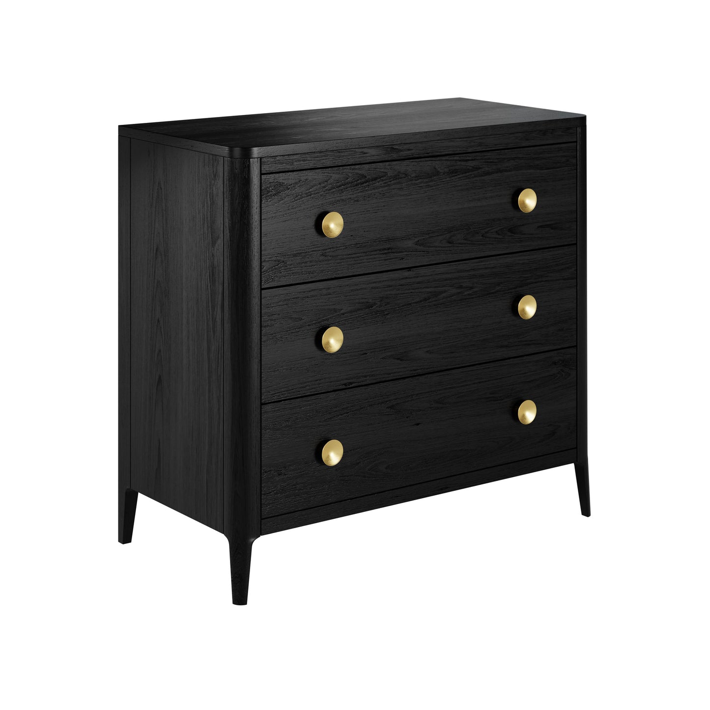 Verona Black Oak and Brass Three Drawer Chest