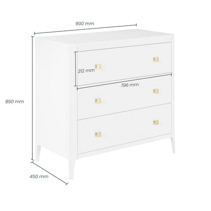 Itacare White Wood Grain 3 Drawer Chest