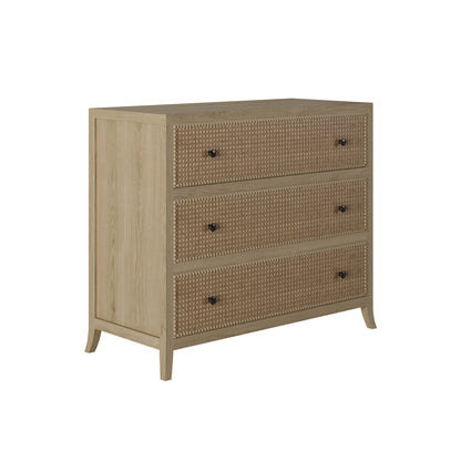 Trancoso Natural Oak Woven Cane 3 Drawer Chest