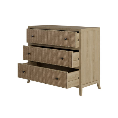 Trancoso Natural Oak Woven Cane 3 Drawer Chest