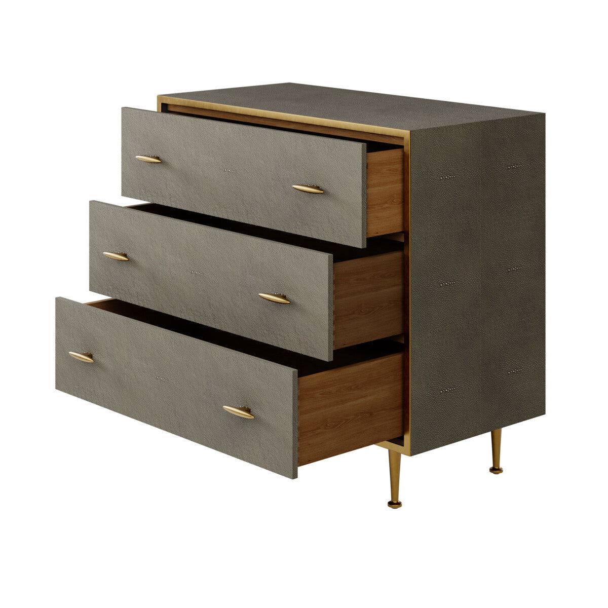 Verona Grey Shagreen and Gold Chest of Drawers