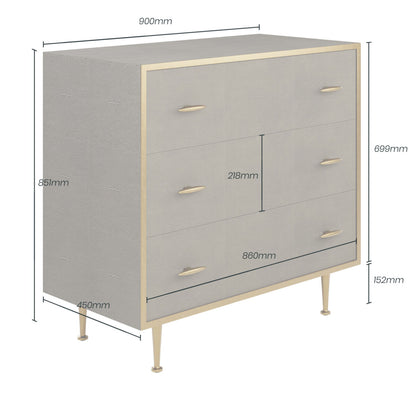 Verona Grey Shagreen and Gold Chest of Drawers