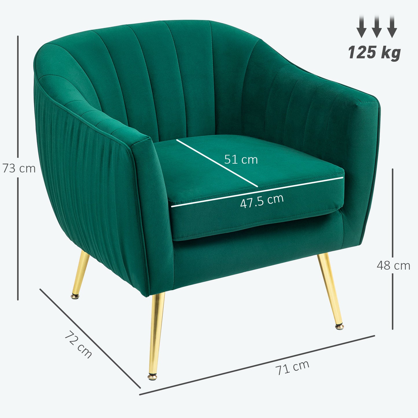 Rico Nota Velvet Forest Green Shell Back Accent Chair