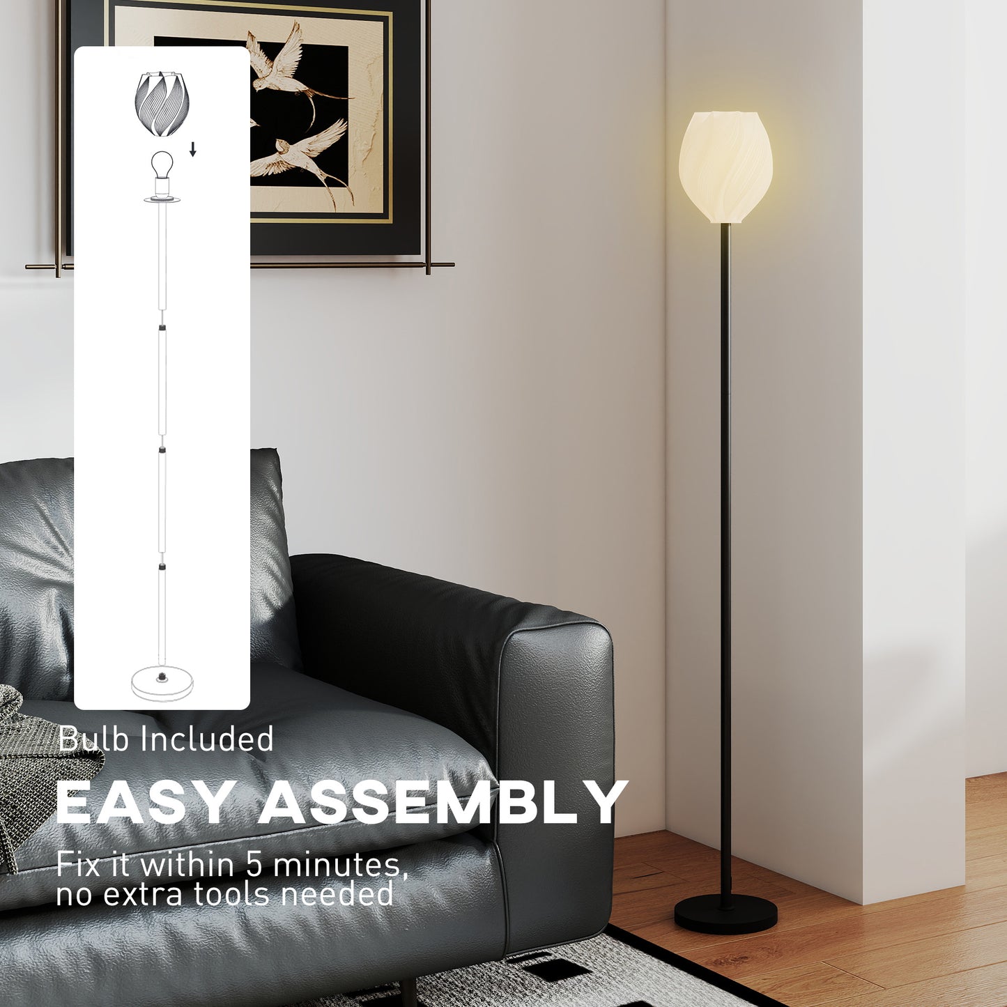 Dora Plastic White 3D Printed Rose Shade Floor Lamp With 3 Colour TemFauxratures