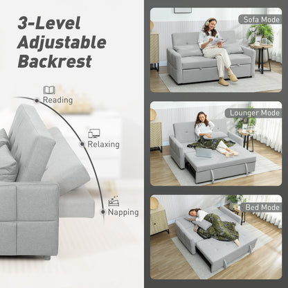 Fapa Light Grey Fabric Upholstered 3 Way Convertible 2 Seater Sofa Bed