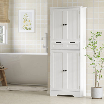 Lucola Tall Freestanding Bathroom Storage Cabinet In White