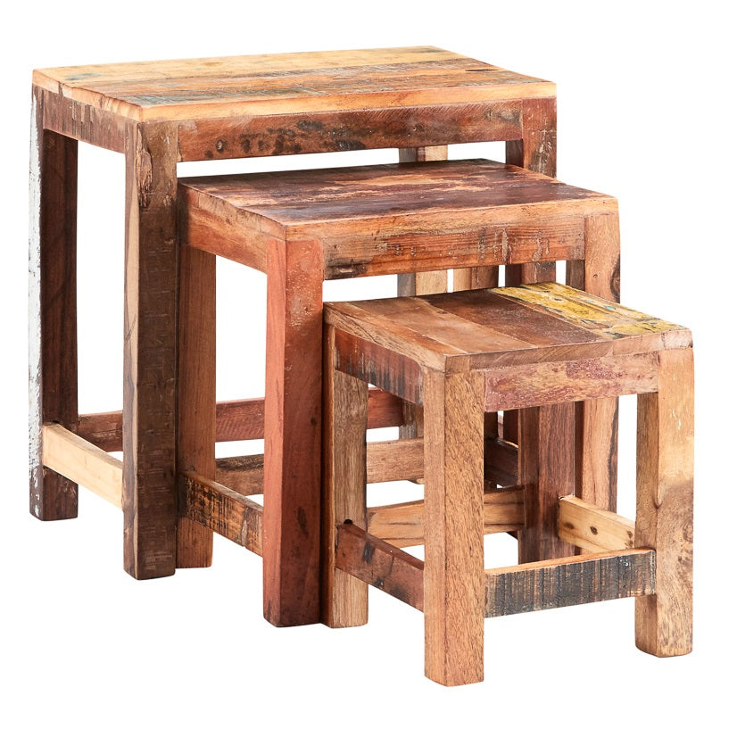 Seattle Set of 3 Reclaimed Wood Nesting Tables