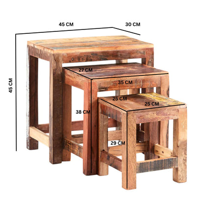 Seattle Set of 3 Reclaimed Wood Nesting Tables