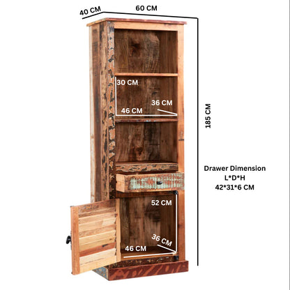 Seattle Reclaimed Wood Modern Narrow Bookcase