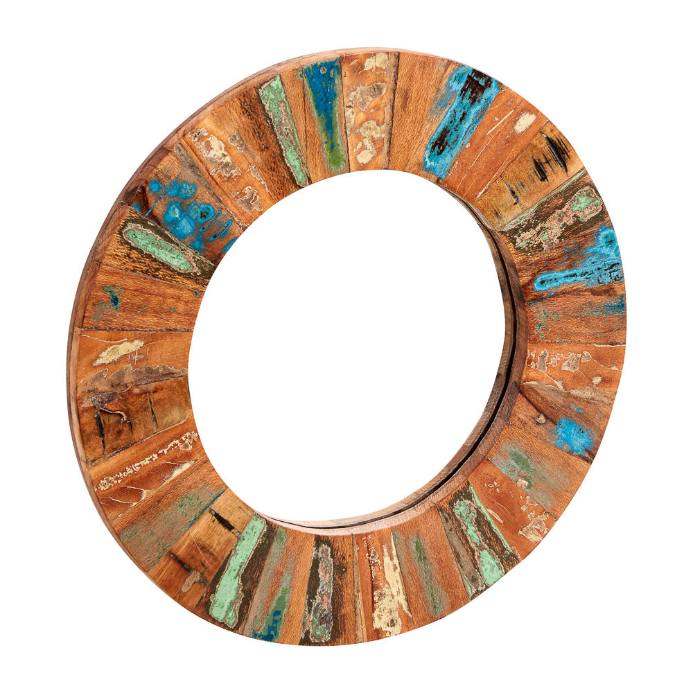 Seattle Reclaimed Wood Large Round Mirror Frame