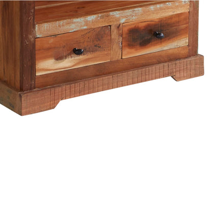 Seattle Reclaimed Wood Large Bookcase 4 Shelves 2 Drawers