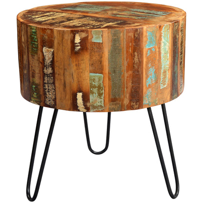 Seattle Reclaimed Wood and Metal Modern Drum Side Table