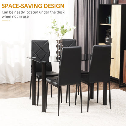 Zinelalo Metal And Wooden Black Modern 5 Piece Dining Table Set For 4