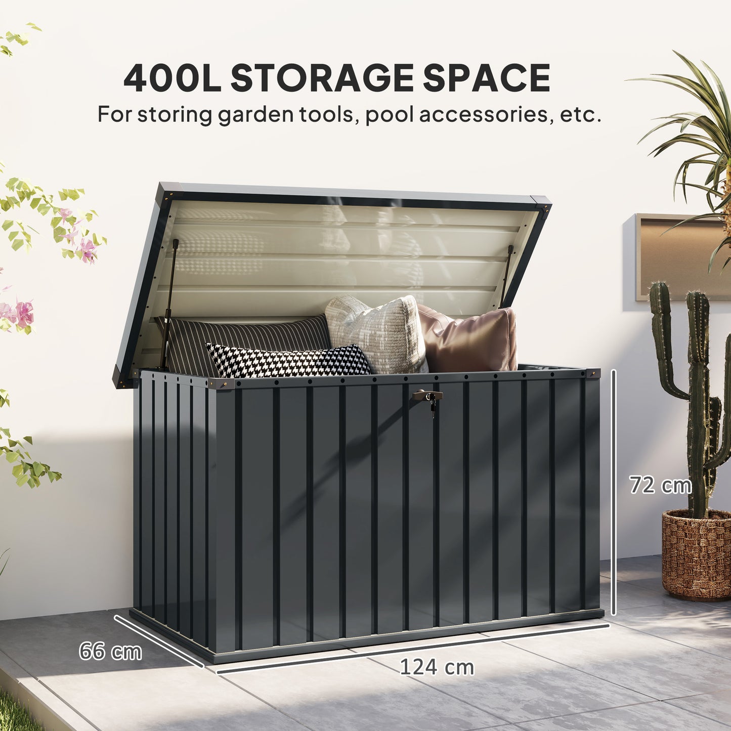 Firane Rafi Galvanised Steel Outdoor Storage Box 400 Litre Capacity
