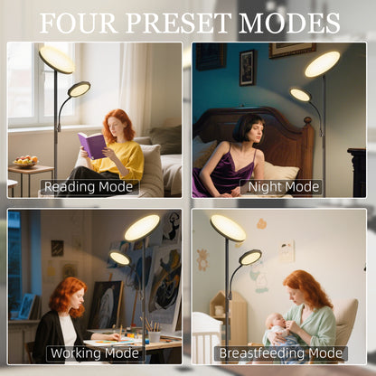 Madoli Lulo Metal Black LED Uplighter Floor Lamp With Reading Arm Scene Modes And Remote Control