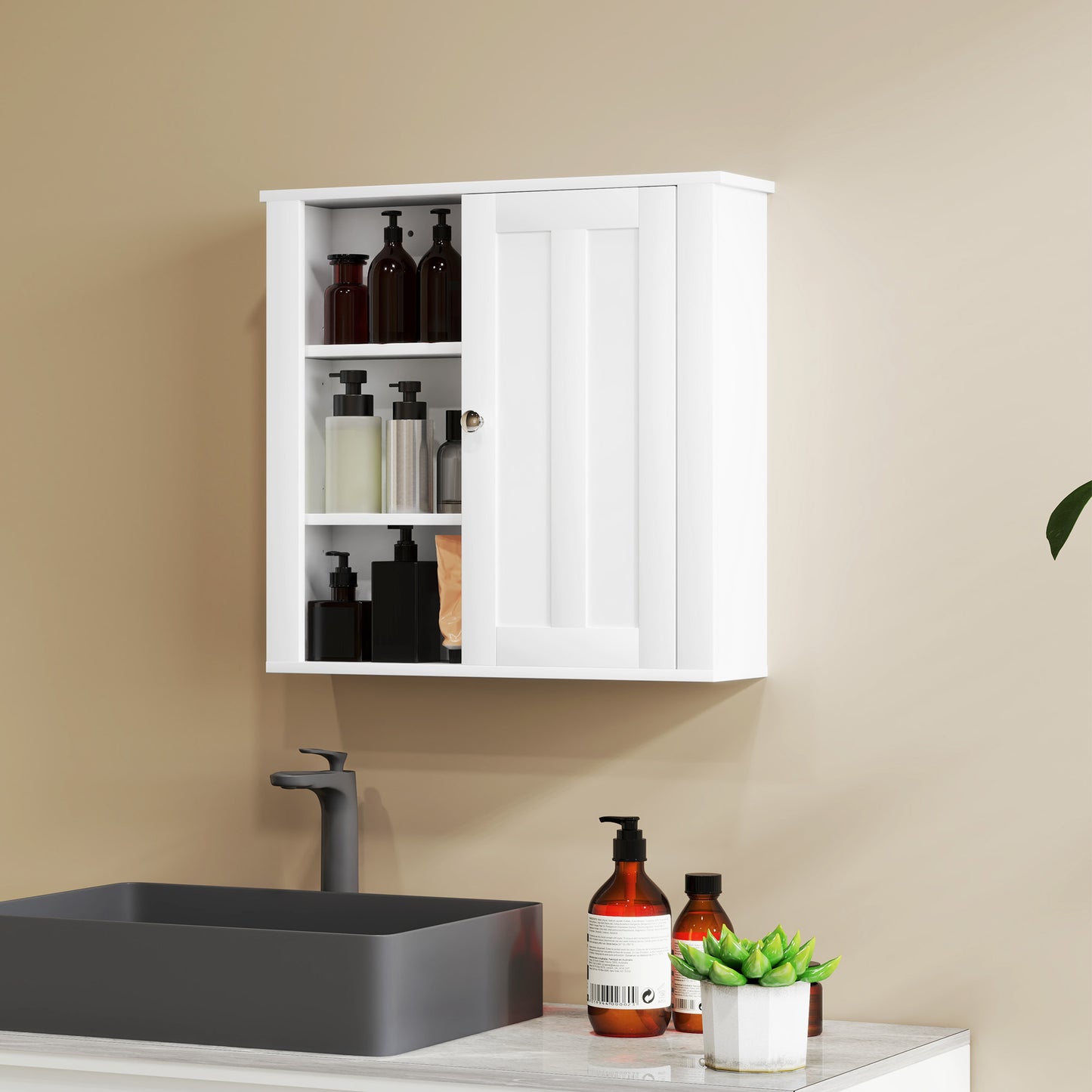 Norayo Minimal White Bathroom Storage Cabinet With Clean Line Design